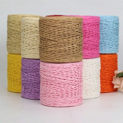 100g 天然拉菲草草纱拉菲草纸编织材料垫子篮子帽子手提包彩色 DIY 钩针编织用品