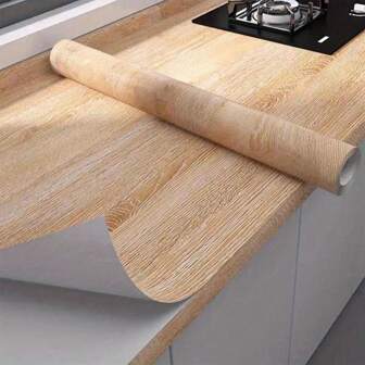 1pc Wood Grain Contact Paper, 1m, Self-Adhesive Removable Wall Decals, Peel And Stick, Wall Decor For Furniture, Refrigerator, Kitchen, Room Background Contact Paper