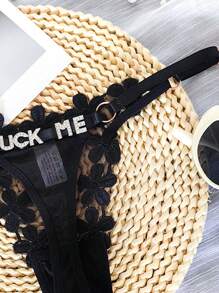 Ropa interior personalizada para niña, tanga de malla con bordado dulce de princesa, sexy, de breath, con letras finas en forma de A Thin, doradas y plateadas, disfraces navideños, regalos navideño, Feliz Navidad, ropa interior navideña personalizada, elegante, adorable, casual, divertida, personalizada y única, personalizable, regalo ideal para él, ideal como regalo para ella, amiga, novia, amigo, esposa