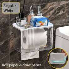 简约设计的多功能卫生纸盒、卫生纸架、卷纸盒、卫生纸巾、洗漱用品小物件收纳盒、壁挂式收纳架 - 彩色 - 查看 11