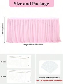 1 件优雅粉色薄纱桌裙、婚礼桌布、薄纱婚礼桌帘派对桌布裙套装适用于婚礼生日派对装饰 - 为任何活动增添一丝魅力 - 粉色 - 查看 5