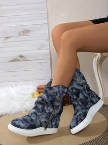 Women's Western Cowboy Short Boots, Slim Fit Fashion Runway Style Faux Layered Biker Boots, Comfortable Loose Fit Punk Style Boots, British Retro