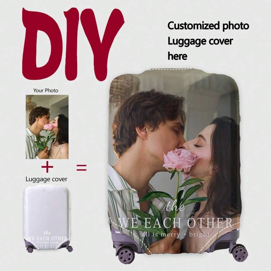 Custom 18-32" Elastic Luggage Cover, Personalized Photo Print, Dustproof Scratch-Resistant Travel Protector An Ideal Choice For Travel - Multicolor - View 1