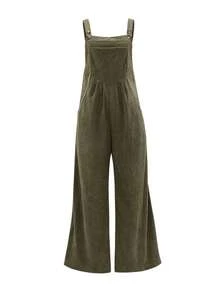 Spodnie ogrodniczki z plisami i kieszeniami z prostymi nogawkami, z materiału Corduroy