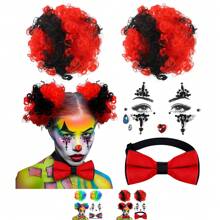 4 Pcs Clown Accessories For Women Includes Hair Clip On Puff Buns Jewel Rhinestone Stickers Clown Bowtie For Cosplay Party Clown, Clown Accessories, Pennywise, Clown, Clown Accessories, Pennywise