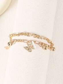 8 pièces/1 pièce Bracelet charmant avec perles, strass et zirconium cubique en forme de papillon, convient pour le port quotidien et les fêtes