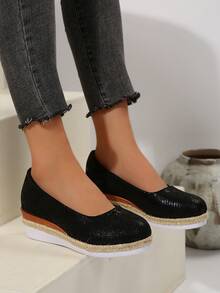 Giày nữ, Giày đế dày đế xuồng cho mùa thu, màu đen, Giày lười công sở trang trọng cho nữ - màu đen - Xem 5