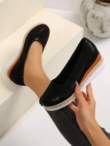 Giày nữ, Giày đế dày đế xuồng cho mùa thu, màu đen, Giày lười công sở trang trọng cho nữ - màu đen - Xem 3