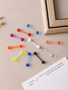 10 chiếc khuyên lưỡi tạ Acrylic mềm màu cầu vồng, không gây dị ứng, màu kẹo thời trang phong cách Âu Mỹ dành cho phụ nữ, có thể đeo hàng ngày - 10 màu - Xem 5