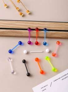 10 chiếc khuyên lưỡi tạ Acrylic mềm màu cầu vồng, không gây dị ứng, màu kẹo thời trang phong cách Âu Mỹ dành cho phụ nữ, có thể đeo hàng ngày - 10 màu - Xem 1