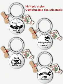 1pc Customized Graduate Keychain, Unique Keychain Funny Gift For Postgraduate Students, Teachers, Suitable For Kids, Partners, Friends And Classmates, Stainless Steel