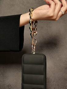 银色和金色电镀串珠链腕带夹式吊饰，适用于手机壳、钥匙扣、包包吊坠、女士配饰礼物，适合送给母亲、家人、朋友、生日、节日的手机吊饰、手机链 - 金色 - 查看 5