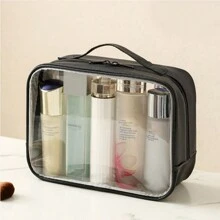 Túi đựng đồ trang điểm PU trong suốt, Túi đựng mỹ phẩm du lịch dung tích lớn, Túi đựng đồ vệ sinh khi bơi thể dục Túi đựng đồ vệ sinh cá nhân Túi đựng đồ rửa mặt Túi đựng đồ tắm đi biển Đồ dùng thiết yếu cho kỳ nghỉ Đồ dùng học tập Đồ dùng thiết yếu khi đi du lịch Ký túc xá nữ - màu đen - Xem 11