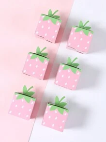 24 Piezas Caja de dulces con diseño de fresa rosa, Caja de dulces de papel 3D, Decoración para fiesta de cumpleaños, Suministros para fiesta con temática de fresa, Decoración de cumpleaños, Empaque para galletas y bocadillos, Baby Shower - fresa rosa - Ver 2