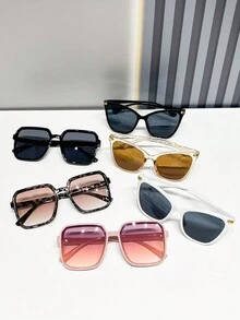6 副男女通用全框时尚眼镜，简约风格适合户外旅行、海滩和度假，街头风格，适合毛衣夹克运动衫连帽衫皮裤和工装裤 - 彩色 - 查看 3