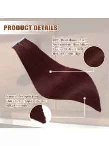 10-24 Inch Piano Color Human Hair Extensions, Silky Straight Remy Human Hair, Seamless Invisible Weft, 20pcs/Set - S99J - View 3