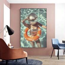 1 peça, pôster de tela de mulher com bola de discoteca vintage, arte luxuosa de bola de espelho, estética moderna e divertida, estilo nórdico, decoração de sala de casa, arte de parede, presente ideal para quarto, sala de estar, corredor, arte de parede, decoração de parede, sem moldura