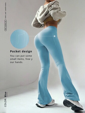 FWH Pantalones acampanados adelgazantes de talle alto con bolsillos ocultos, versión deportiva funcional | Ropa de calle retro, esencial para el fitness, moldeado de cintura + levantamiento de glúteos, cintura antideslizante + bolsillos ocultos | Adecuado para yoga y uso diario, mallas de yoga acampanadas de talle alto que se adaptan a varios tipos de Body, estilo de moda callejera retro