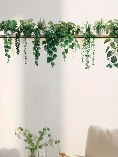 mama look Boho-Chic Green Plant Wall Decals - Waterproof Self-Adhesive Stickers For Living Room & Bedroom Decor, Stickers, Wall Decal, Vinyl Decal For Home Decorations, Spring Decoration Items Refresh Your Home, Rama Decoration Stickers Gifts Birthday Graduation