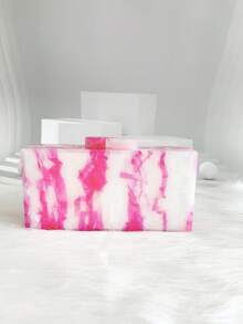 Túi vuông nhỏ bằng Acrylic hộp cứng phong cách Châu Âu và Mỹ, Túi đeo vai/đeo chéo bằng kim loại, Túi cầm tay thời trang, Túi đựng đồ trang điểm cô dâu & phù dâu thanh lịch, Túi đựng đồ dạ hội, Túi xách cho chuyến đi xuyên biên giới - Hồng - Xem 2