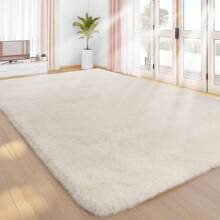 Treeboy Fluffy Area Rug Thick & Shaggy Carpet For Living Room & Bedroom Floor, Home Decor Anti-Slip Soft Carpet Floor Mat - Creamy White - View 8
