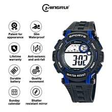 MINGRUI Popular Casual Sports Luminous Waterproof Alarm Chronograph Multi-Functional Electronic Watch For Boys, 3ATM Waterproof