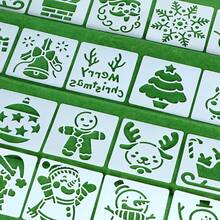 25 Khuôn nhựa vẽ Giáng sinh, Mẫu vẽ bằng nhựa tuần lộc ông già Noel, nghệ thuật thủ công DIY, Mẫu khuôn vẽ có thể tái sử dụng để trang trí cửa sổ, tranh vẽ trên tường gỗ - trắng - Xem 6