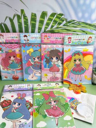 卡通可爱动漫DIY钻石画套装学生创意手工钻石贴培养学生专注力体验手工乐趣动手能力新年礼物节日礼物首选随机混批配送