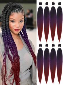 Ombre Pre Stretched Braiding Hair, 30 Inch-1/2/8 Packs Silky Color Blend Braid Hair Extensions, Kanekalon Synthetic Crochet Hair Braids - Purple Ombre - View 2