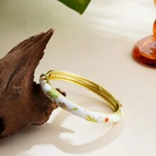 Pulseira de esmalte cloisonné feita à mão, 1 peça, design de flor pequena, acessórios vintage para mulheres