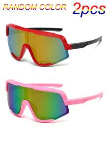 2 件装彩色儿童骑行眼镜，适合 3-8 岁儿童，户外运动眼镜，大号彩色镜框 - 送给孩子的完美礼物 - 颜色随机 - 彩色 - 查看 3