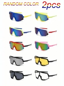 2 件装彩色儿童骑行眼镜，适合 3-8 岁儿童，户外运动眼镜，大号彩色镜框 - 送给孩子的完美礼物 - 颜色随机 - 彩色 - 查看 9