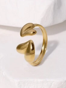 1pc Elegant Minimalist Stainless Steel Heart Open Ring, Suitable For Women For Daily Wear And Gatherings - Open Ring - View 8