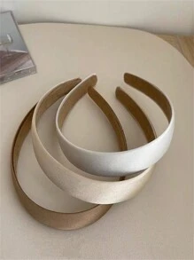女士复古柔软顺滑纯色缎面发带，白色/棕色/黑色，时尚百搭的日常发饰，适合洗脸、化妆和搭配服装，可作发带、发圈、化妆发带、头饰、发箍、美容家居发饰，夏季、假日、旅行必备。 - 彩色 - 查看 2