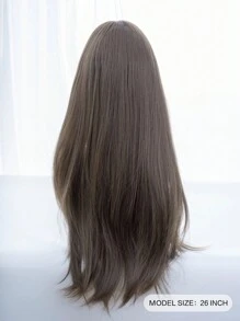 Forehead Shaped Lace 5*1, Forehead Lace Wig, Center Split Wig, Linen Brown 26 Inch Half Braided Everyday Natural, Sleek Realistic Wig (Accessories Not Included)