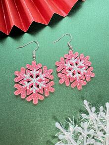 1 对时尚亚克力经典圣诞雪花设计女士耳环，圣诞珠宝 - 雪花 - 查看 5