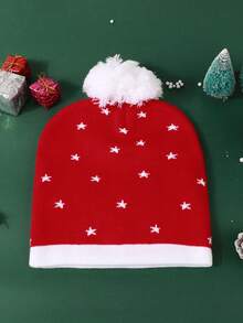 1 件时尚圣诞时尚随机图案无檐便帽，街头派对保暖护耳针织帽，男女通用圣诞设计，多功能防寒 - 針織帽 - 查看 7