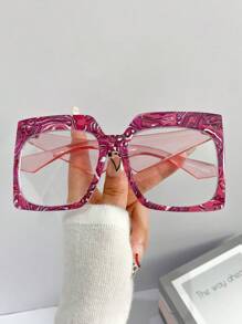 Nuevas gafas de montura grande con estampado floral colorido vintage de TR, sin receta, gafas decorativas sin receta de moda y estilo para amantes del streetwear, fotografía al aire libre y pasarela - Multicolor - Ver 7