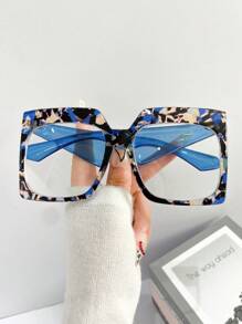 Nuevas gafas de montura grande con estampado floral colorido vintage de TR, sin receta, gafas decorativas sin receta de moda y estilo para amantes del streetwear, fotografía al aire libre y pasarela - Multicolor - Ver 6