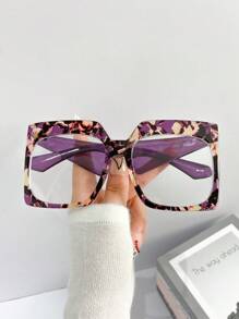 Nuevas gafas de montura grande con estampado floral colorido vintage de TR, sin receta, gafas decorativas sin receta de moda y estilo para amantes del streetwear, fotografía al aire libre y pasarela - Multicolor - Ver 5