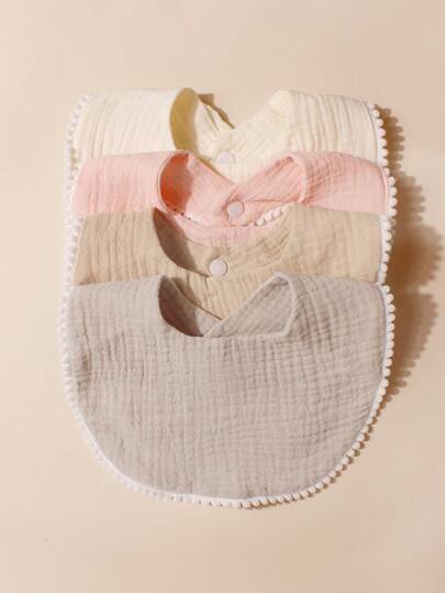 4入組糖果色嬰兒圍兜,適用於日常使用