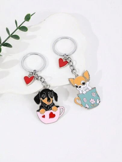 1pc LOVE Coffee Cup Sausage Keychains Pet Dog Pendant Bag Key Chain Car Key Ring For Women Man Gifts Car Accessories Bag Charm School Cartoon Cute Goth Y2k Bag Accessories Lanyards With Id Holder Car Accessories Bag Charms