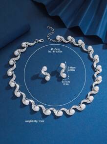 S-Shaped Faux Pearl Earrings Necklace Set
