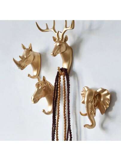 Gancho de parede 3D Animal Cabeça Ventosa Ganchos de suspensão Rack de armazenamento Porta-chaves Organizador Cabide para casaco e chapéu Decoração para casa