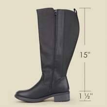 Women's Wide Calf Knee High Boots Stretch Flat Low Heel Boots - 黑色 - 查看 5