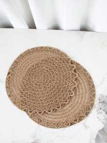 Juego de 2/4/6/8 piezas de posavasos redondos tejidos nórdicos antideslizantes, manteles individuales, accesorios de cocina, manteles para mesa de comedor, tapetes de mesa con diseño trenzado bohemio para decorar la mesa de comedor, cenas navideñas, restaurantes, fiestas, bodas, hoteles, fincas y reuniones familiares - Caqui - Ver 5