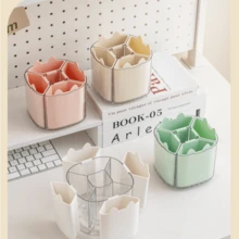 1 件多隔层旋转桌面收纳盒，大容量塑料化妆刷架，万圣节和圣诞节装饰 - 彩色 - 查看 9