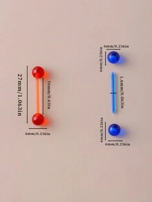 10 chiếc khuyên lưỡi tạ Acrylic mềm màu cầu vồng, không gây dị ứng, màu kẹo thời trang phong cách Âu Mỹ dành cho phụ nữ, có thể đeo hàng ngày - 10 màu - Xem 2