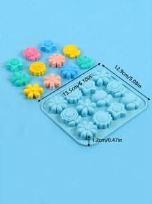 1 pieza Molde de silicona con forma de flor de 12 cavidades, apto para hacer gelatina, helado, galletas, bocados energéticos, trufas y caramelos - Multicolor - Ver 2