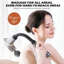 Multifunctional Massage Gun With Extendable Handle, Portable Back And Waist Massager With 4 Massage Heads, 3 Modes And 6 Speed Handheld Fascia Gun For Back, Waist, Arms, Legs - Great Christmas Gift For Family And Friends